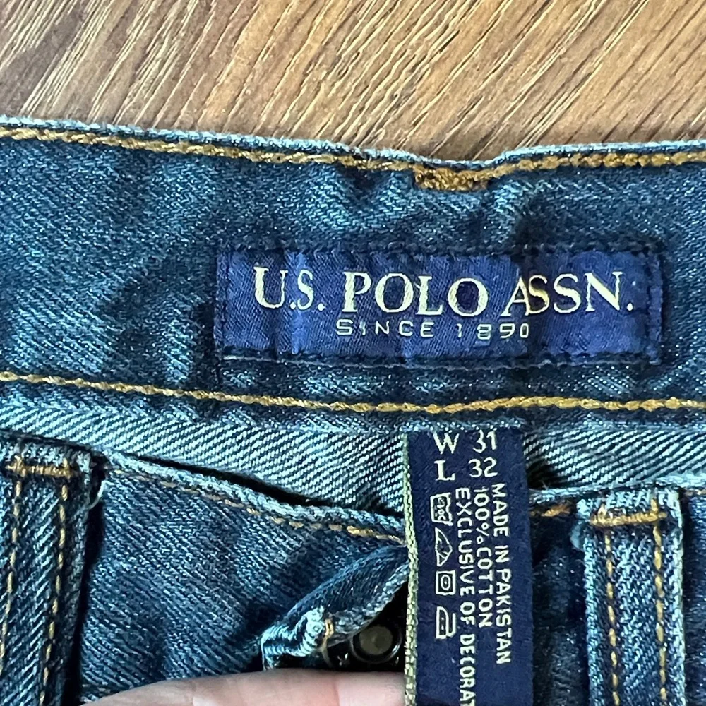 U.S. Polo Assn. Dark Blue Straight Jeans - Distressed Denim - Picture 3 of 9
